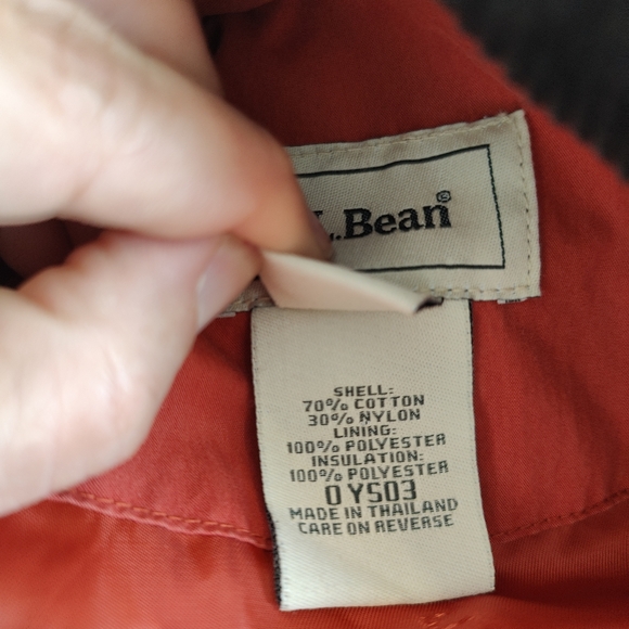 LL Bean Quilted Barn Jacket Thermal Orange Courdoroy Collar Size Medium - Picture 7 of 10